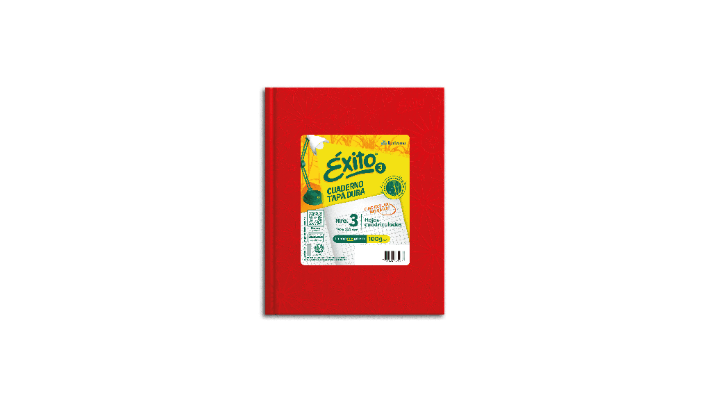 CUADERNO EXITO E3 FORRADO 48H ROJO CUADRO GRANDE