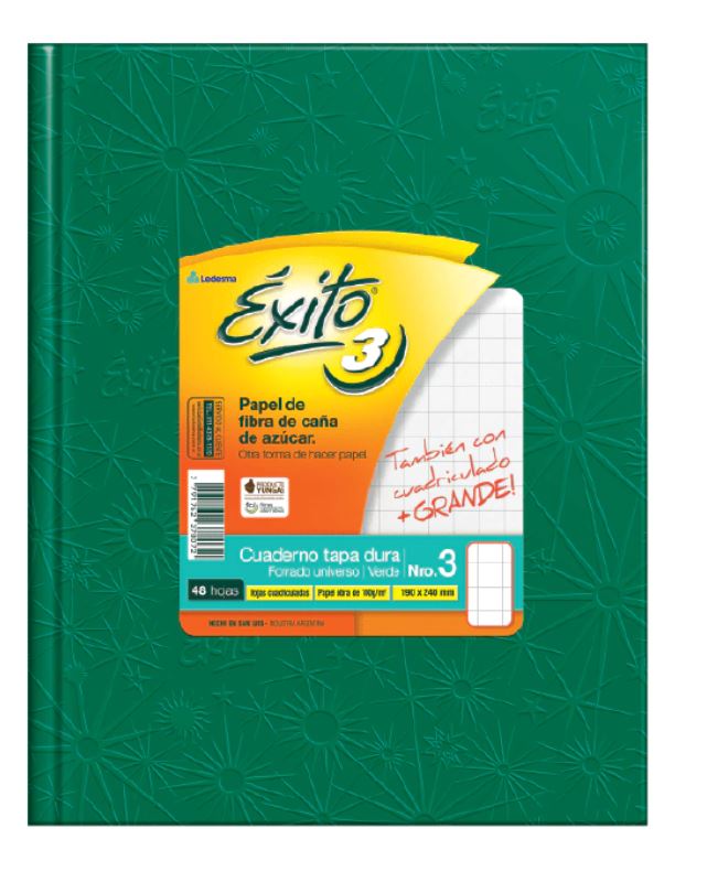 CUADERNO EXITO E3 FORRADO 48H VERDE CUADRO GRANDE