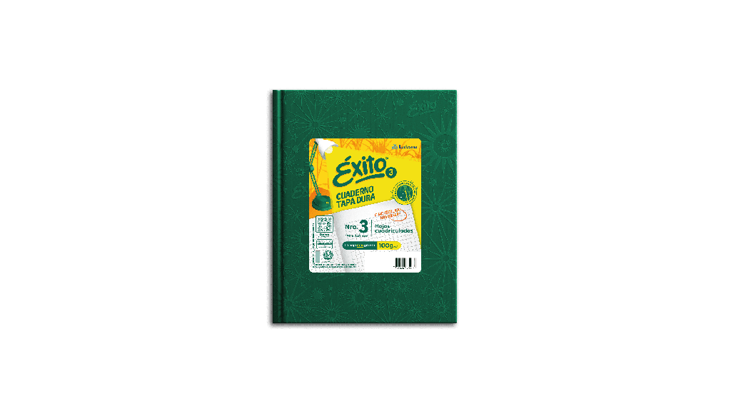 CUADERNO EXITO E3 FORRADO 48H VERDE CUADRO GRANDE
