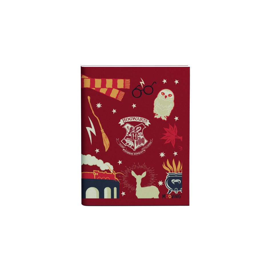 CUADERNO MOOVING 16X21 TAPA FLEXIBLE ABROCHADO 48 HOJAS HARRY POTTER