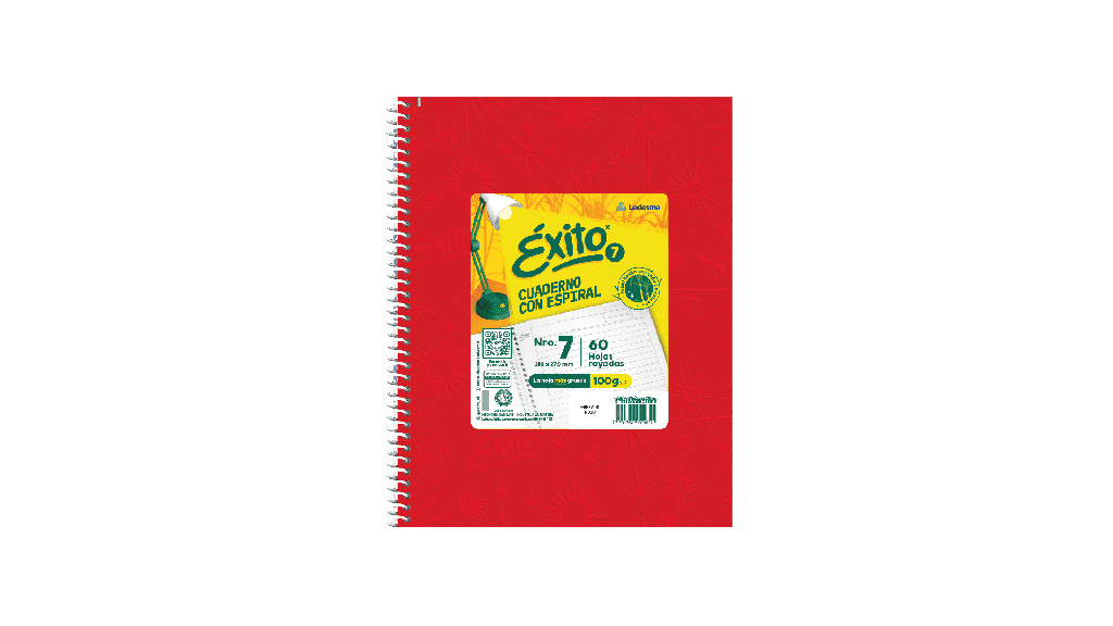 CUADERNO EXITO E7 ESPIRAL 21X27 60H ROJO RAYADO