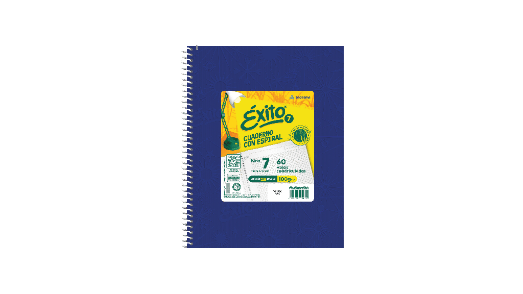 CUADERNO EXITO E7 ESPIRAL 21X27 100H AZUL CUADRICULADO