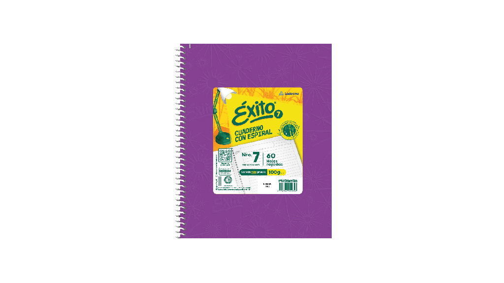 CUADERNO EXITO E7 ESPIRAL 21X27 60H LILA RAYADO