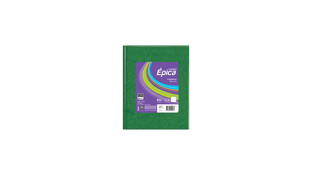 CUADERNO LEDESMA EPICA ARAÑA TAPA DURA 48 HOJAS RAYADO VERDE