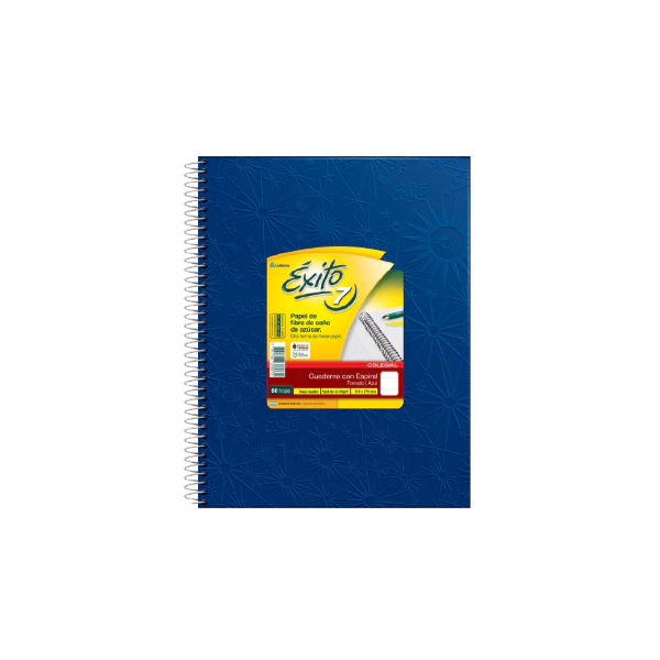 CUADERNO EXITO E7 ESPIRAL 21X27 60H AZUL RAYADO