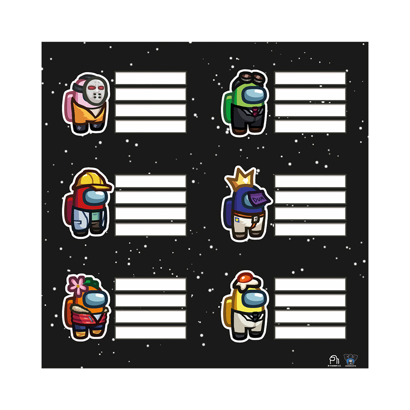 ETIQUETAS MOOVING AMONG US 2PLANCHAS X6