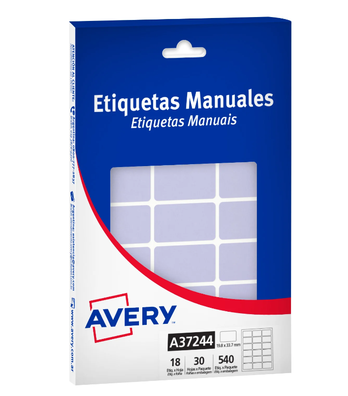 ETIQUETAS AVERY 37244 19.8X33.7MM LILA PASTEL 30H