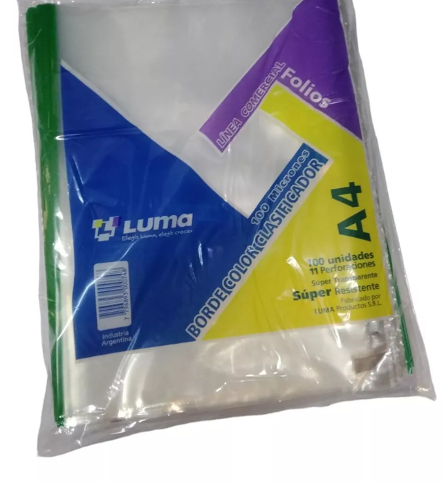 FOLIO LUMA A4 BORDE VERDE X100