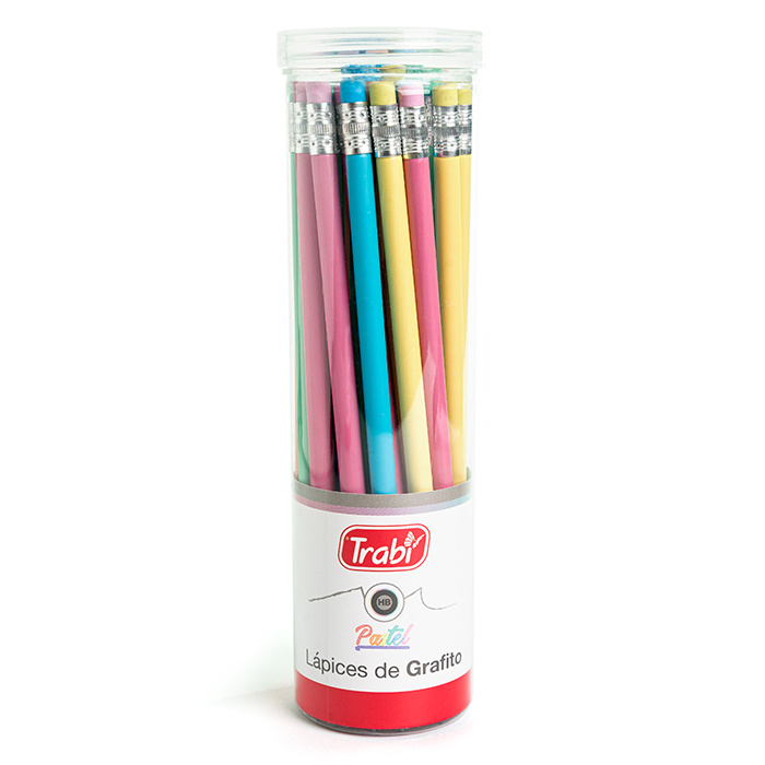 LAPIZ GRAFITO TRABI CON GOMA PASTEL X36 HB