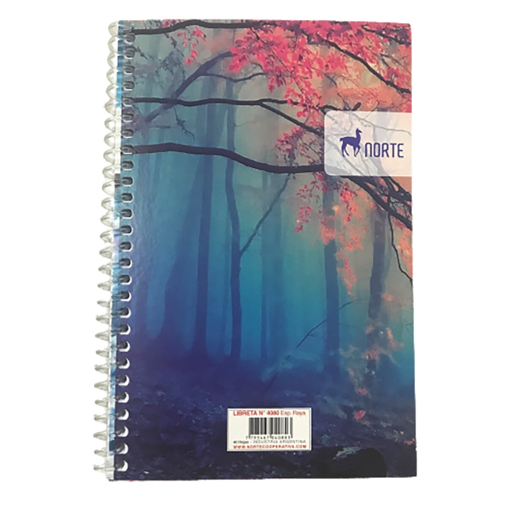 LIBRETA NORTE Nº4080 ESPIRAL 11X17CM 40 HOJAS RAYADO