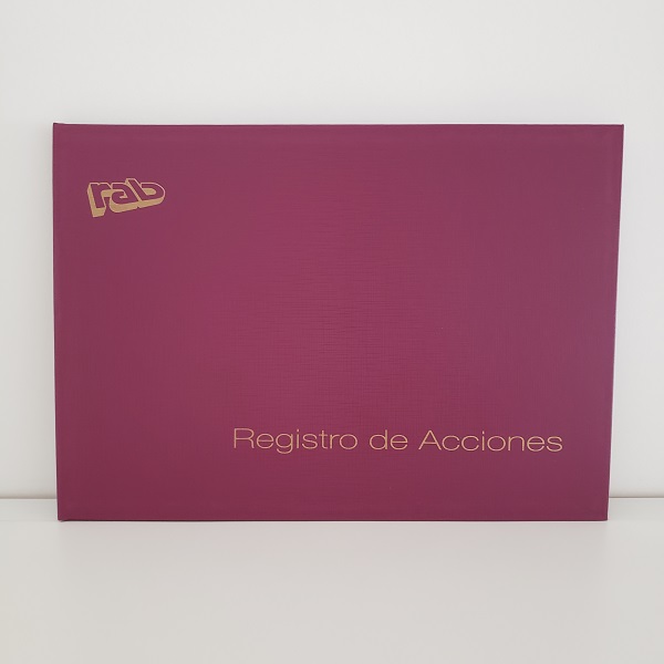 LIBRO RAB REGISTRO DE ACCIONES TAPA DURA OFICIO 23X33 50 FOLIOS