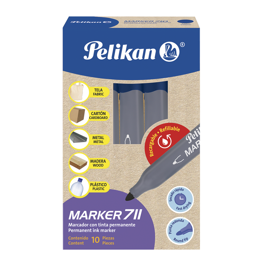 MARCADOR PELIKAN 711 PR X10 AZUL PERMANENTE