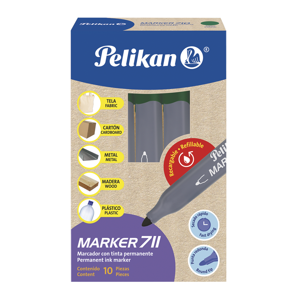 MARCADOR PELIKAN 711 PR X10 VERDE PERMANENTE