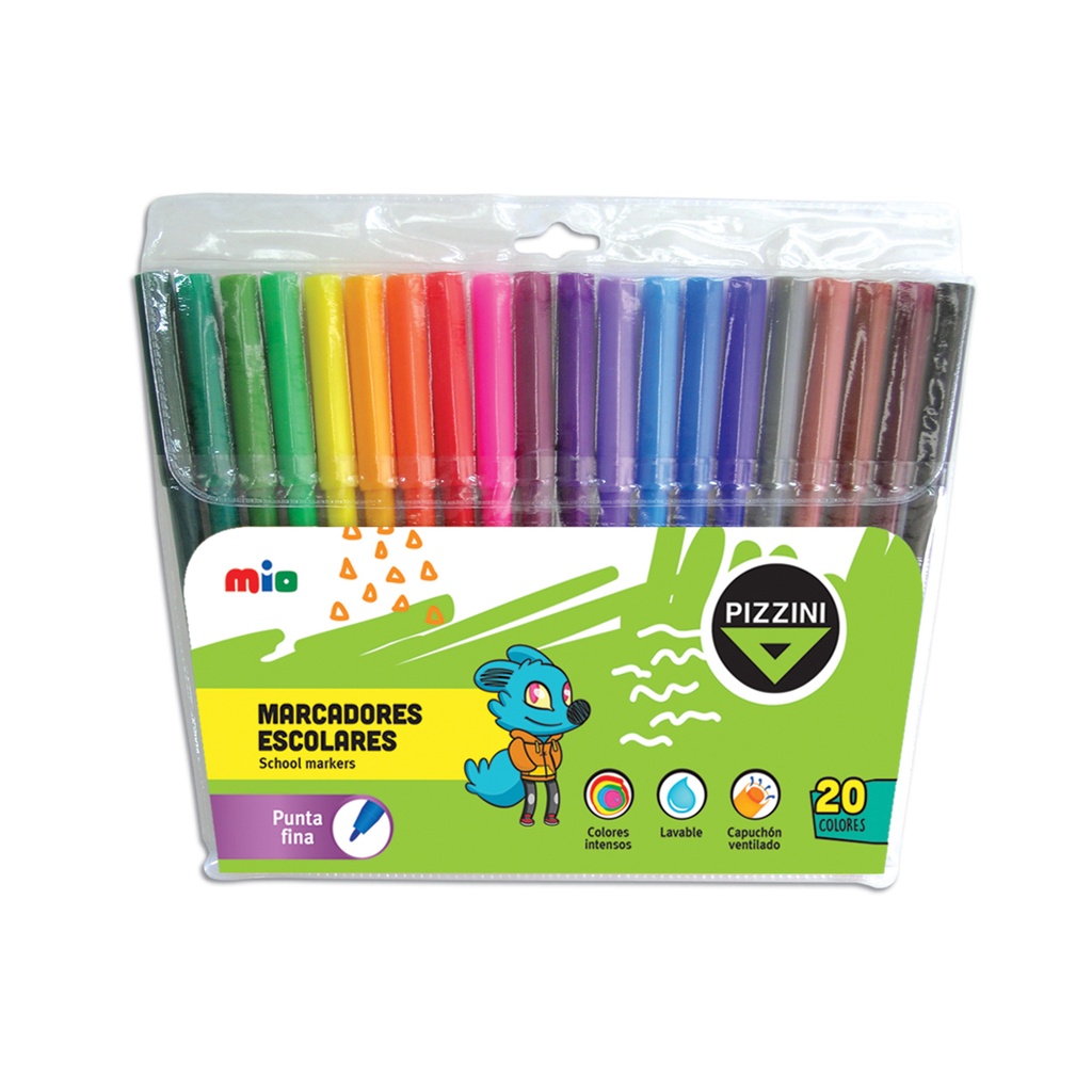 MARCADOR PIZZINI MIO ESCOLAR X 20