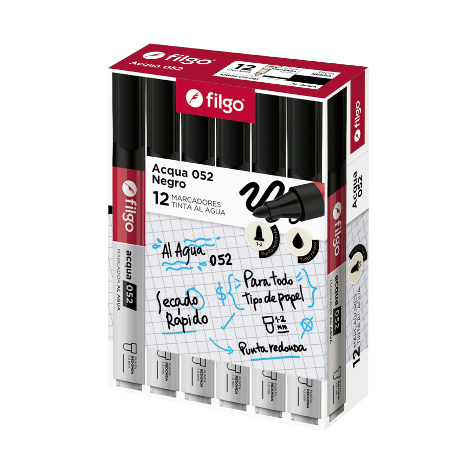 MARCADOR FILGO 052 X12 NEGRO AL AGUA