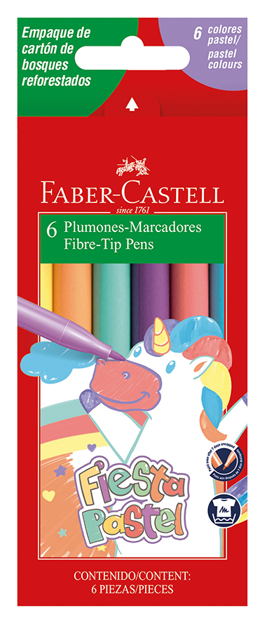 MARCADOR FABER FIESTA X 6 PASTEL
