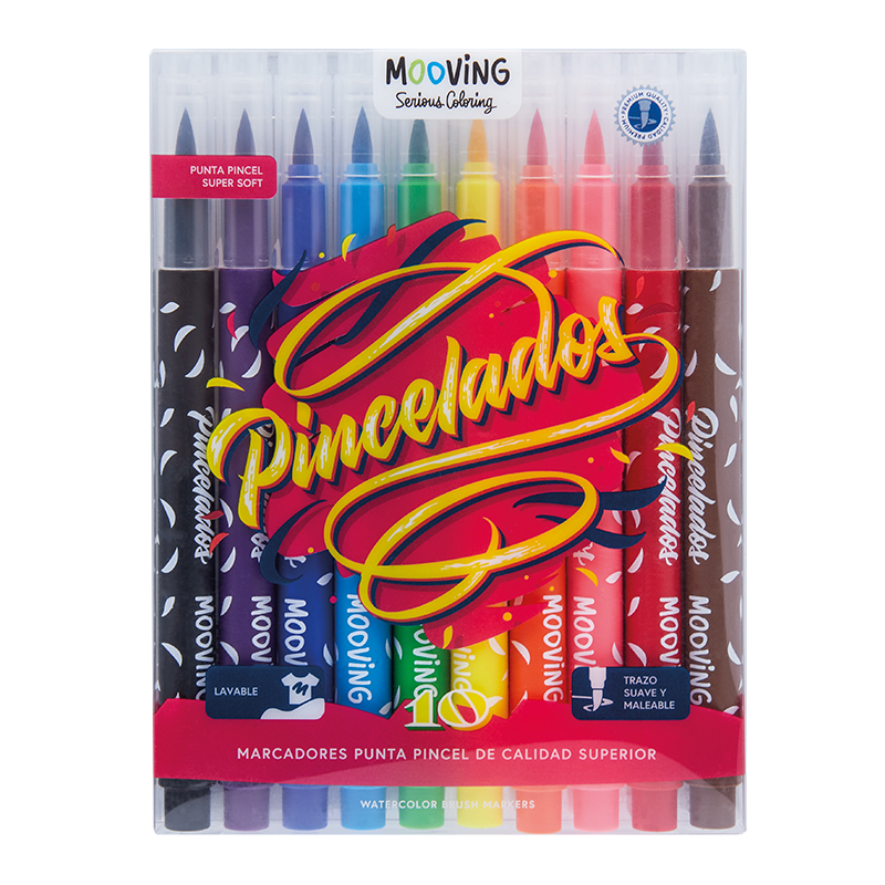 MARCADOR MOOVING PUNTA PINCEL X10
