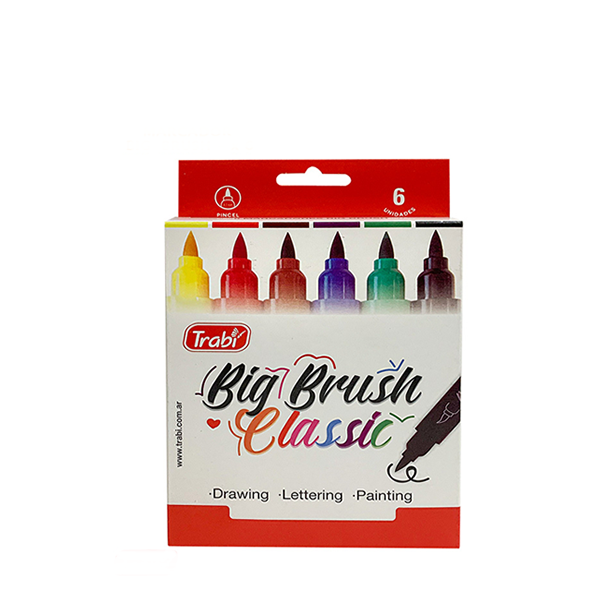 MARCADOR TRABI BIG BRUSH X 6 SURTIDO