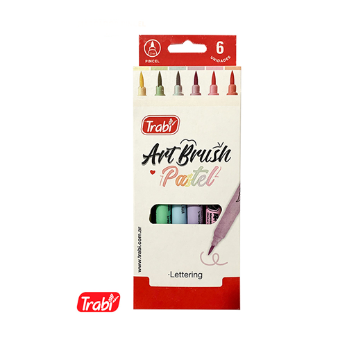 MARCADOR TRABI ART BRUSH X 6 PASTEL SURTIDO