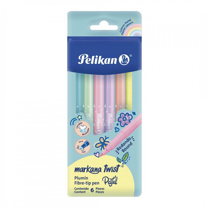 MARCADOR PELIKAN MARKANA TWIST X6 PASTEL (LLEVA 2 PAGA 1)