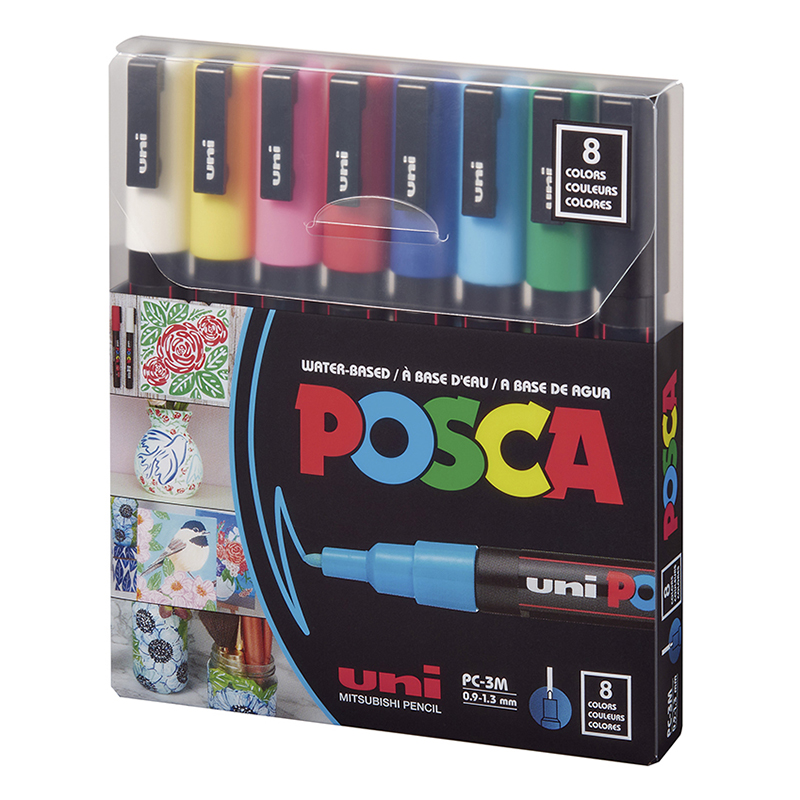 MARCADOR UNI POSCA PC-3M X8 SURTIDO