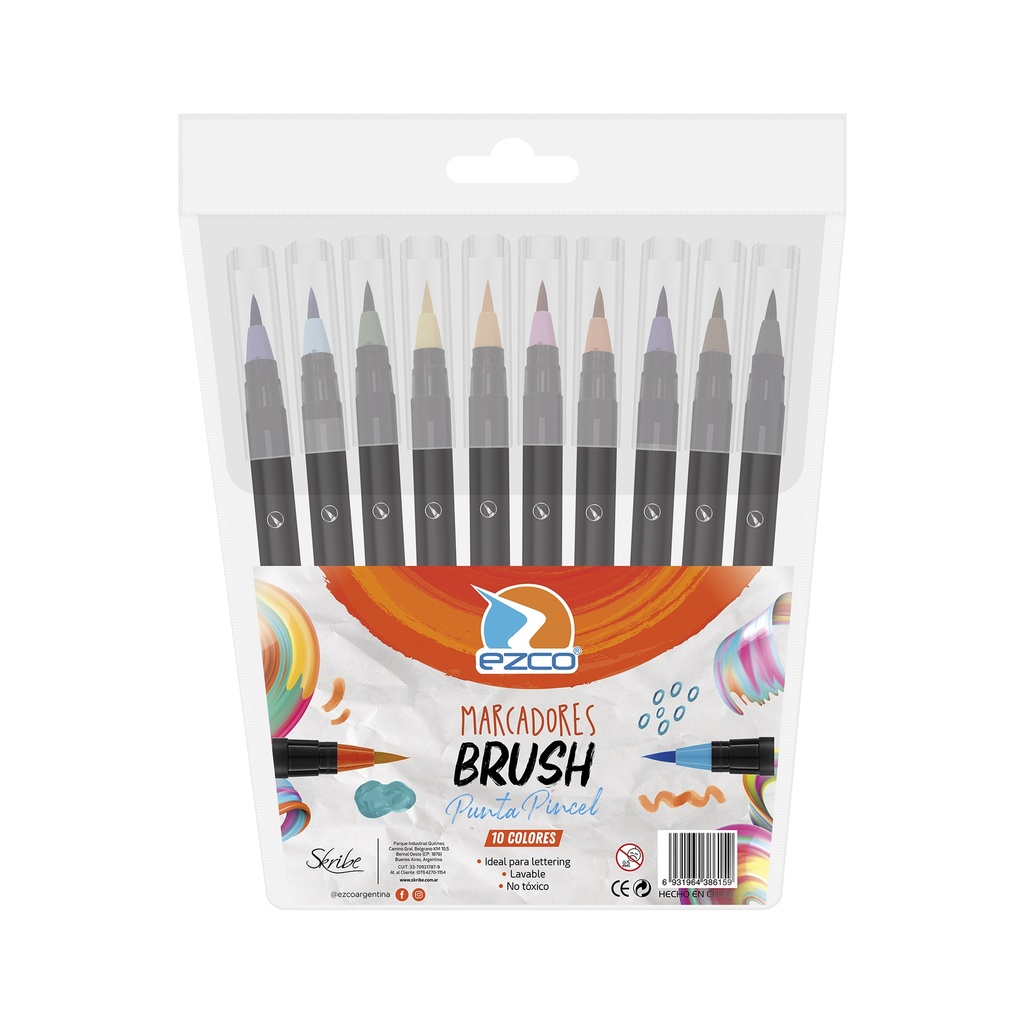MARCADOR EZCO BRUSH X 10 SURTIDO