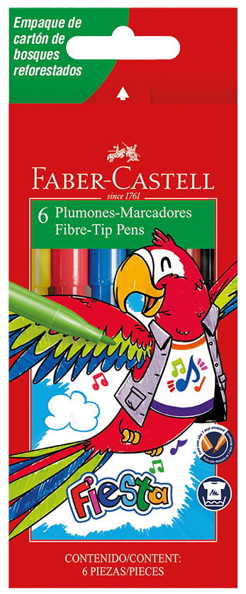 MARCADOR FABER FIESTA CAJA X6