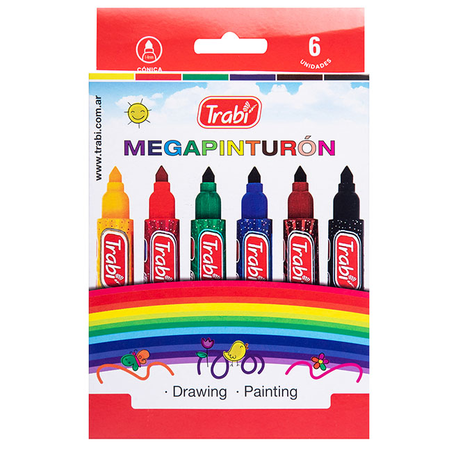 MARCADOR TRABI MEGAPINTURON X 6 SURTIDO