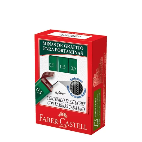 MINAS FABER 0.5 2B X12 TUBITOS CON 12 MINAS C/U