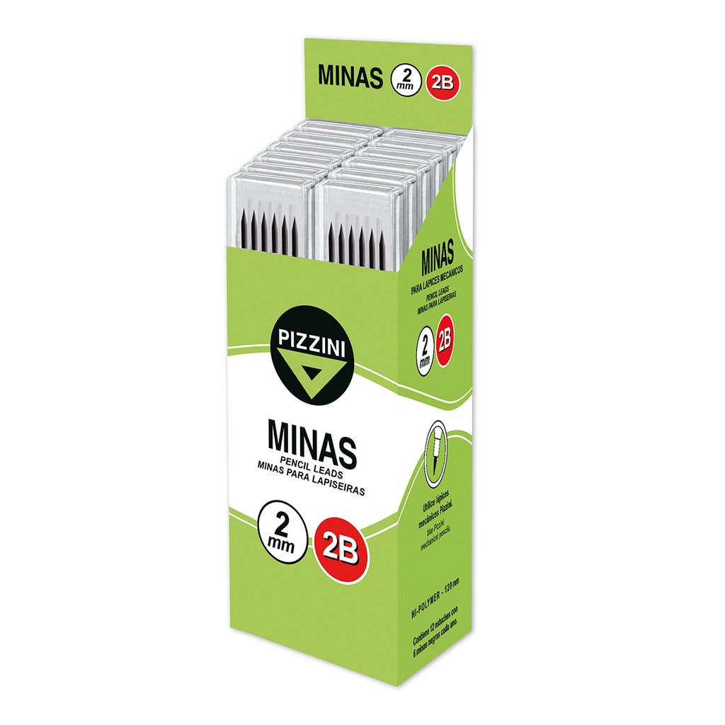 MINAS PIZZINI 2MM 2B TUBO X6 MINAS