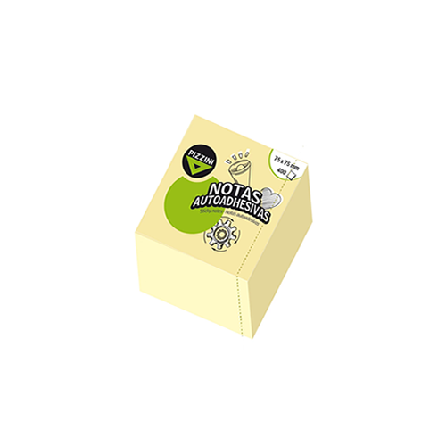 NOTAS ADHESIVAS PIZZINI 75X75MM 400 HOJAS AMARILLO