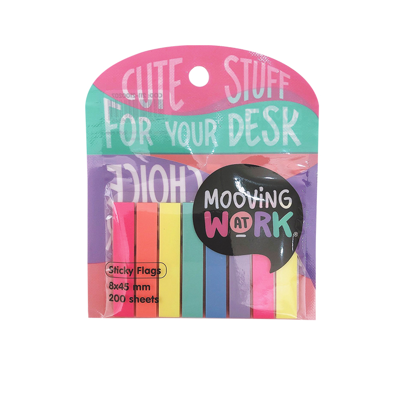 BANDERITAS MOOVING ANGOSTAS 8X45MM X200 HOJAS NEON