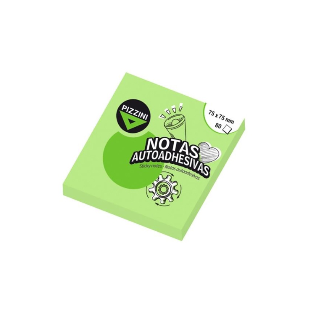 NOTAS ADHESIVAS PIZZINI 75X75MM 80 HOJAS PASTEL VERDE