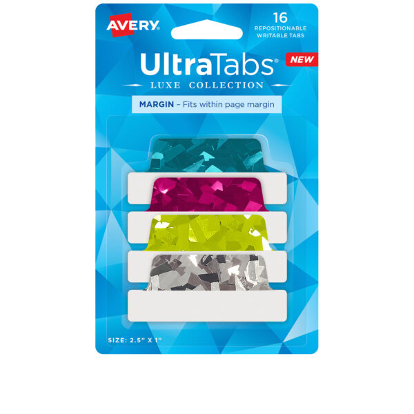 BANDERITAS AVERY ULTRATABS X16 COLORES GLITTERS LIQUIDACION