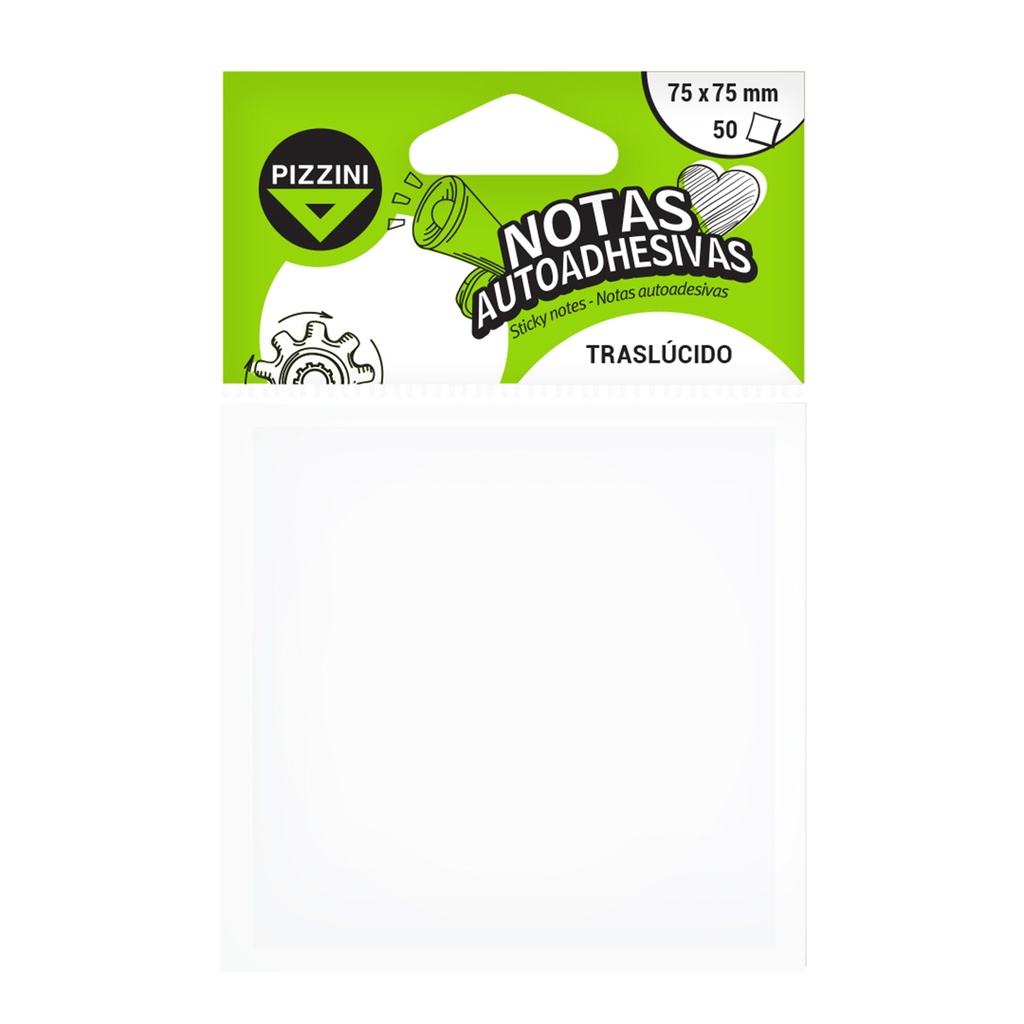 NOTAS ADHESIVAS PIZZINI 75X75MM BLANCO TRASLUCIDO