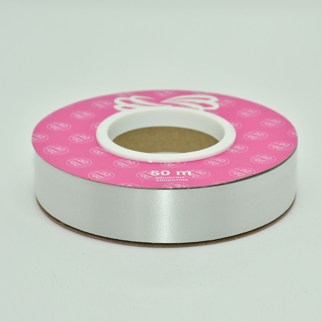 CINTA PARA MOÑO LISA 20MMX50MTS PLATA
