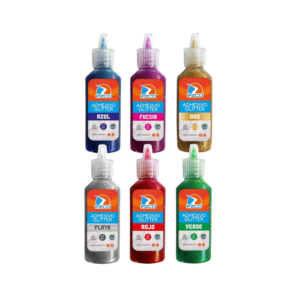ADHESIVO EZCO GLITTER X12 SURTIDO