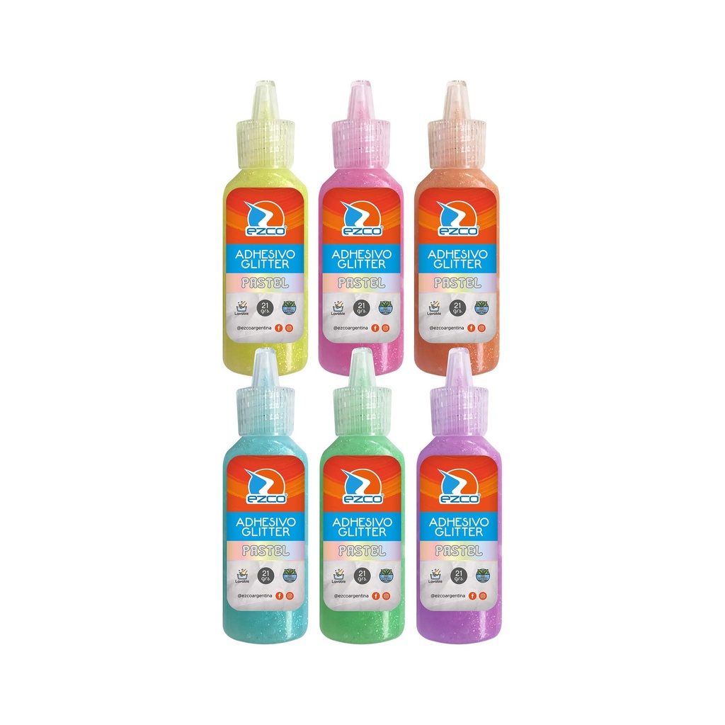 ADHESIVO EZCO GLITTER X12 PASTEL