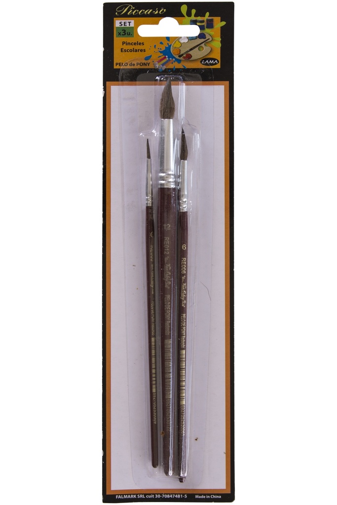 PINCEL LAMA PELO PONY REDONDO SET X3
