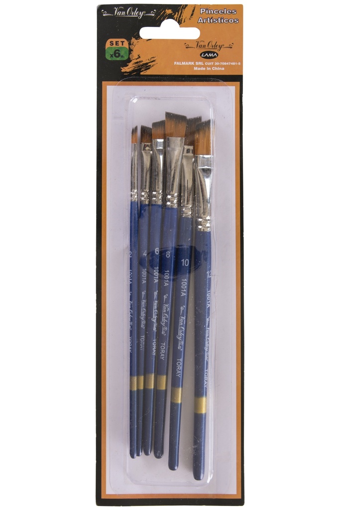 PINCEL LAMA ANGULAR SINTETICO SET X6