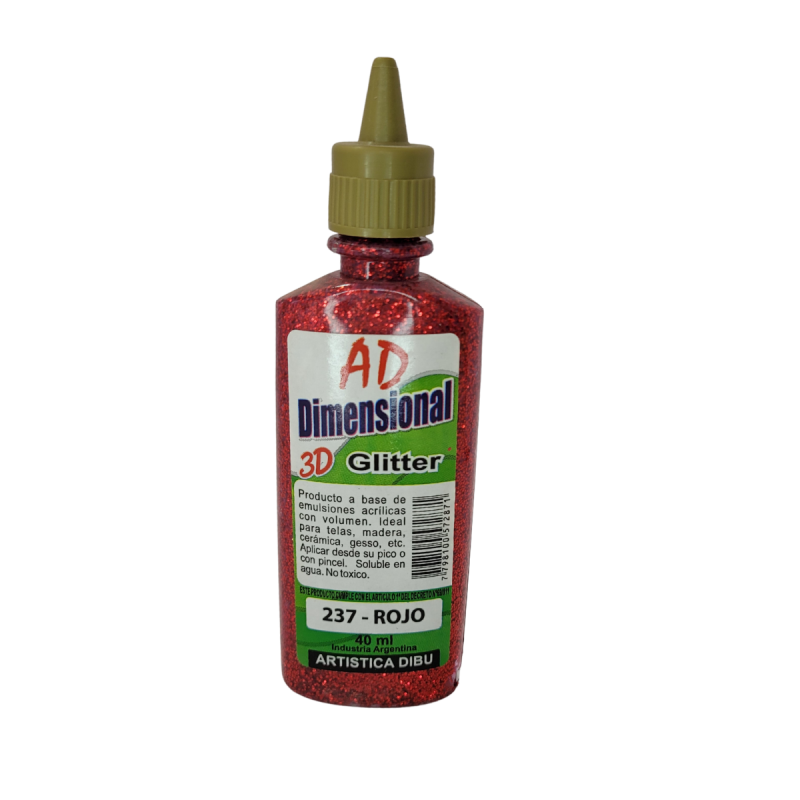 DIMEN.3D AD 40ML GLITTER ROJO