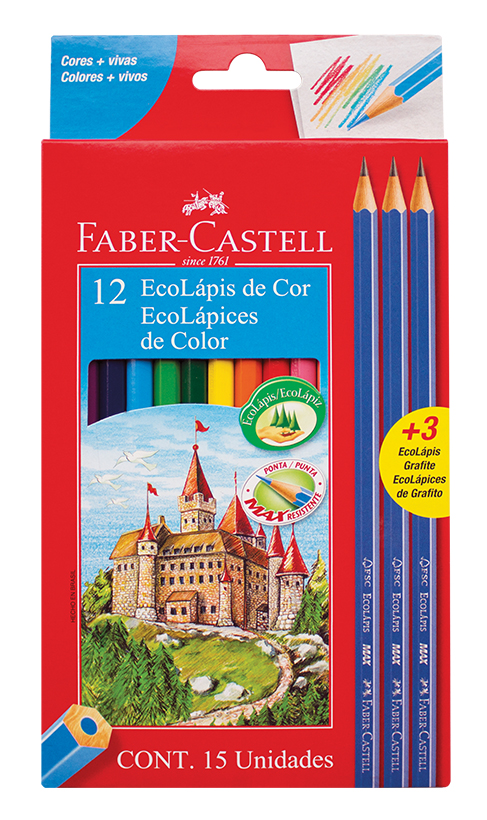 PINTURITAS FABER ECOLAPICES X 12 COLORES SURTIDOS + 3 GRAFITOS