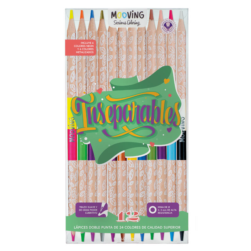 PINTURITAS MOOVING INSEPARABLES X 12 COLORES NEON Y METALIZADOS