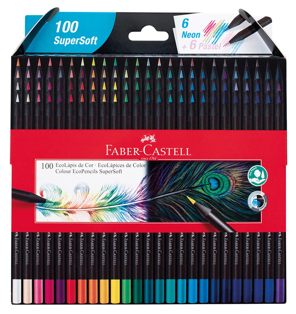 PINTURITAS FABER ECOLAPICES SUPERSOFT ESTUCHE X 100 COLORES SURTIDOS