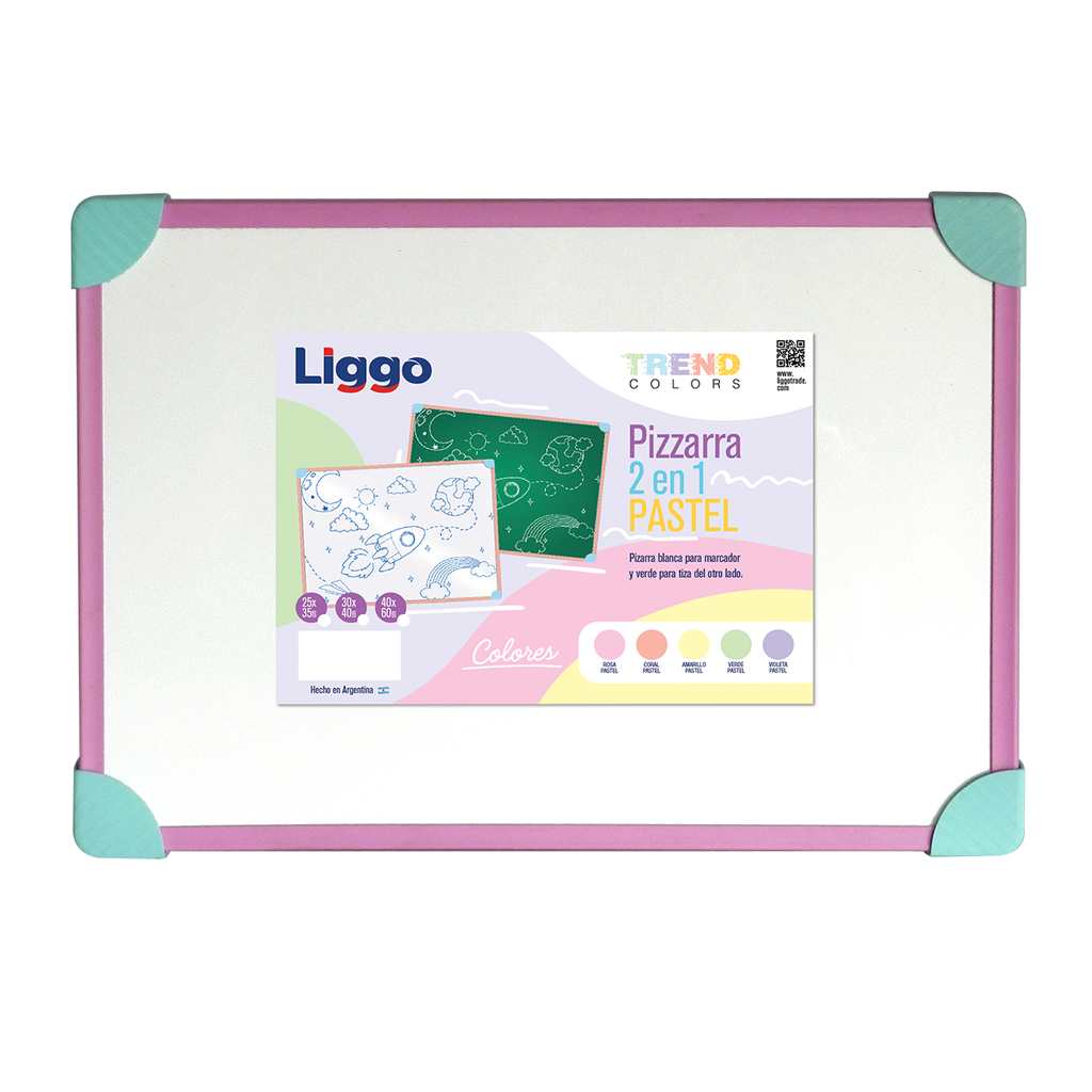 PIZARRA LIGGO 30X40 2 EN 1 ROSA PASTEL
