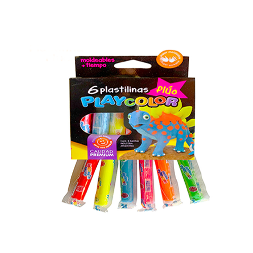 PLASTILINA PLAYCOLOR X6 SURTIDO FLUO