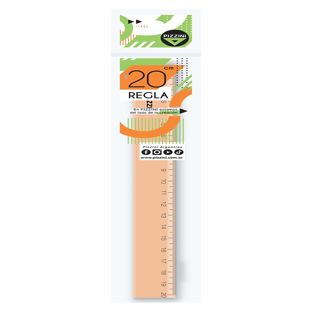 REGLA PIZZINI PLASTICA PASTEL 15CM