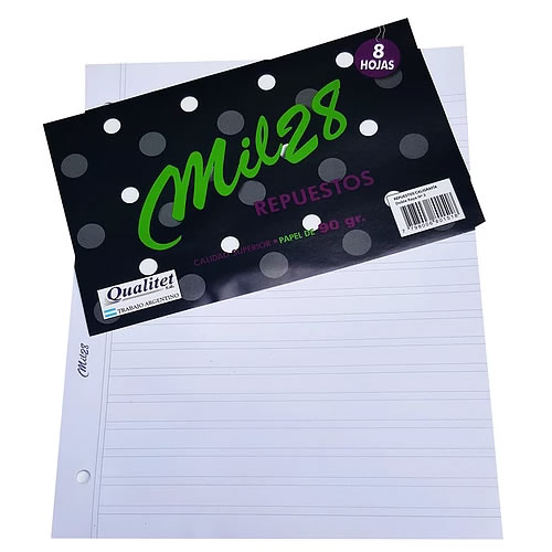 REPUESTO MIL28 Nº3 CALIGRAFIA DOBLE RAYA X8 HOJAS