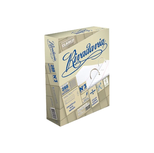 REPUESTO RIVADAVIA Nº3 EXTRA BLANCO SIN BANDA X288H RAYADO