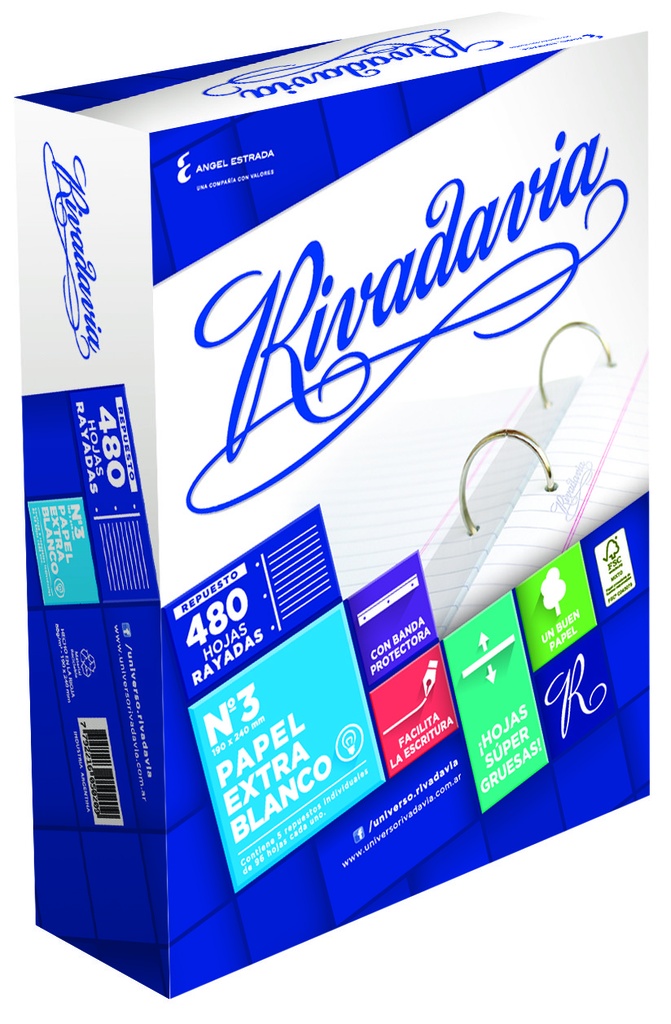REPUESTO RIVADAVIA Nº3 EXTRA BLANCO X480H RAYADO